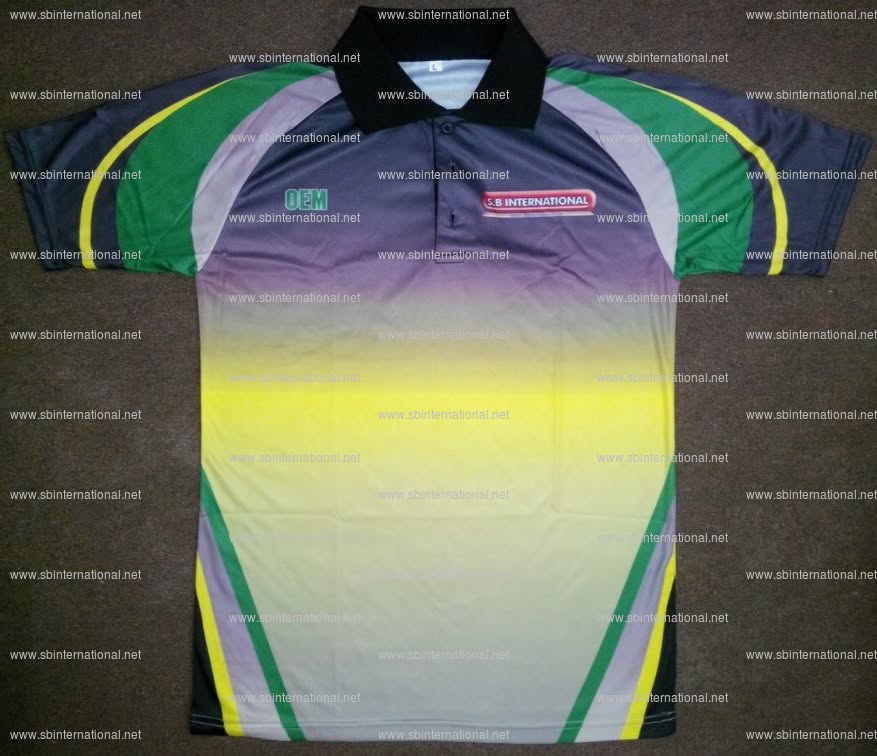 Multicolor polo with a black collar and SB International chest branding