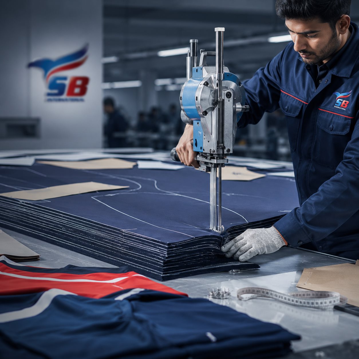 SB International garment cutting and product development illustration