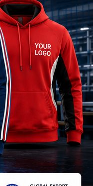 Red custom hoodie with a private label logo