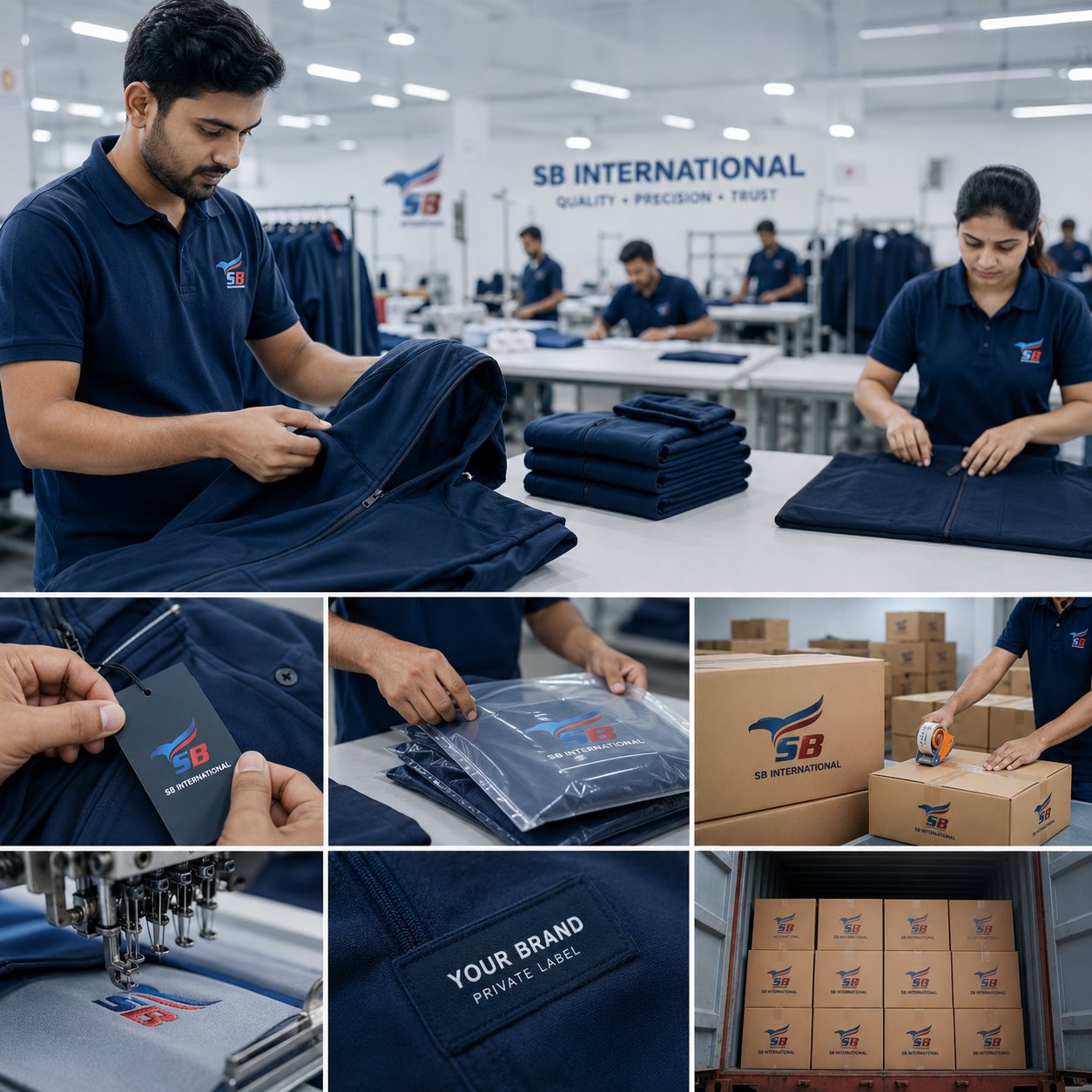 Garment checking, labeling, packing and shipment visual