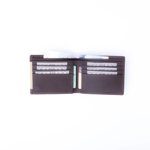 Mens Pure Leather Wallet Bifold Brown stripe - Image 2