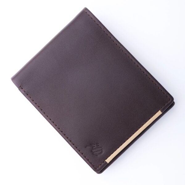 Mens Pure Leather Wallet Bifold Brown stripe - Image 3