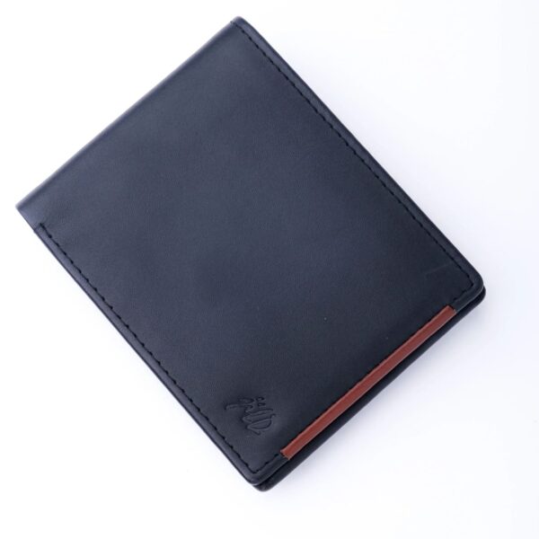 Mens Pure Leather Wallet Bifold TAN BRN stripe - Image 2