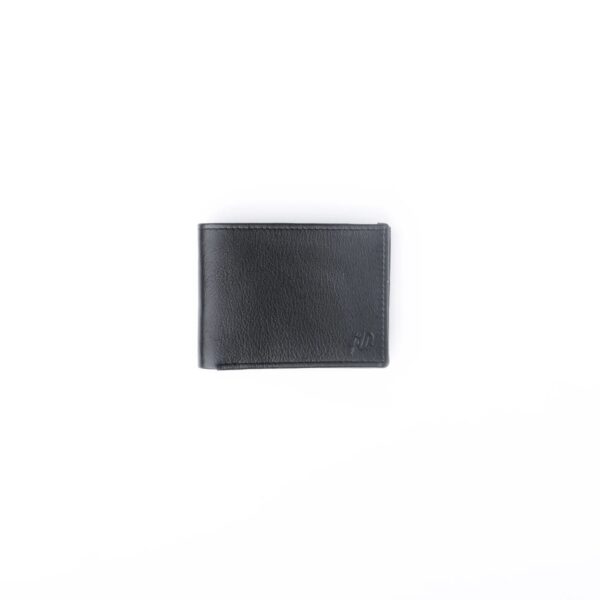 Thin Slim Butter Soft Leather Bi-Fold Wallet-Black - Image 2