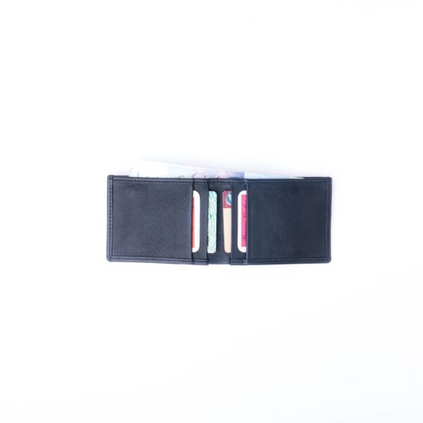 Thin Slim Butter Soft Leather Bi-Fold Wallet-Black - Image 3