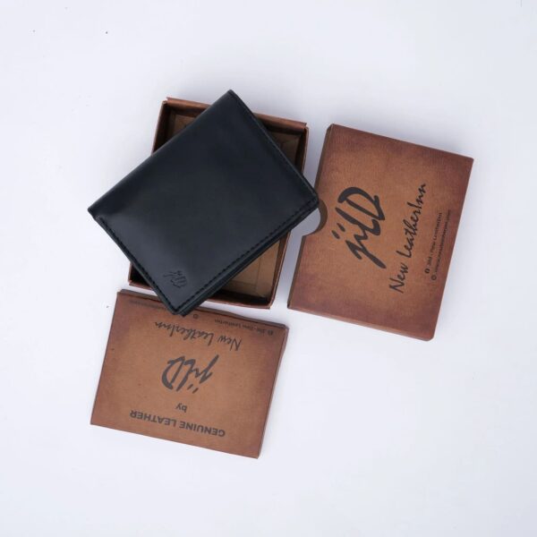 Thin Slim Butter Soft Leather Bi-Fold Wallet-Black - Image 5