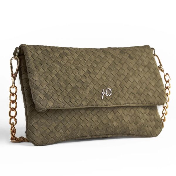 Woven Dreams Fold Over Cross Body Leather Clutch - Image 2