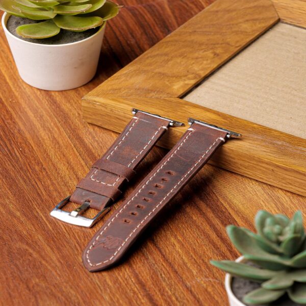 Handmade Leather Watch Strap For Apple - Image 4