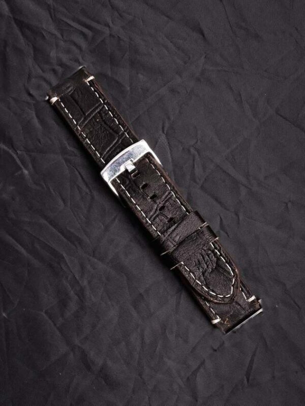 Standard 22mm-Handmade Leather Watch Strap-Croco Style - Image 4
