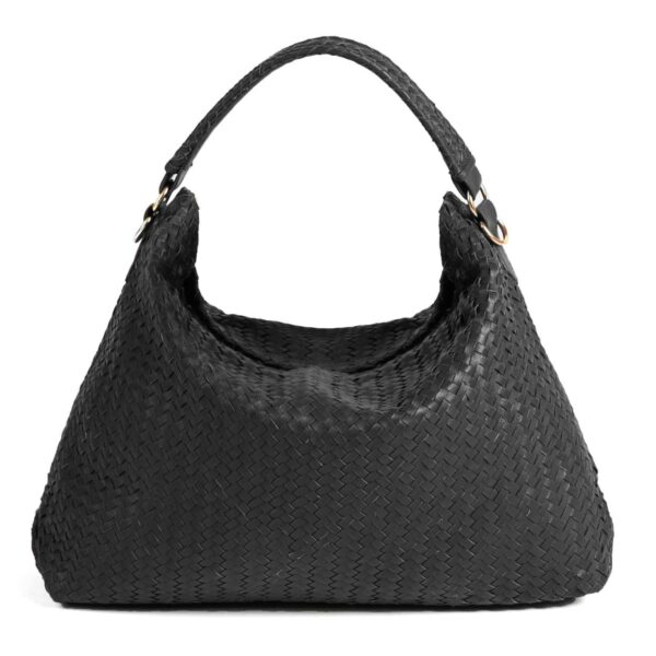 Handmade Woven Original Leather Bag-Black - Image 4