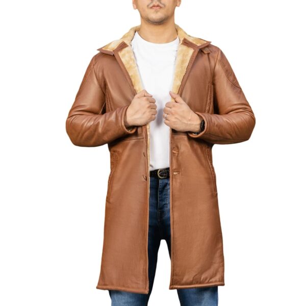 Men's Turlock Shearling Fur Leather Winter Long Coat