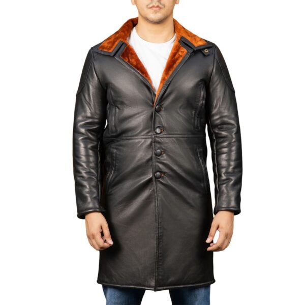 Men's Turlock Shearling Fur Leather Winter Long Coat - Image 2