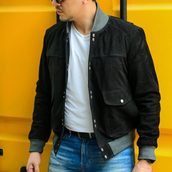 Jild Varsity Letterman Real Suede Leather Bomber Jacket Men - Image 5