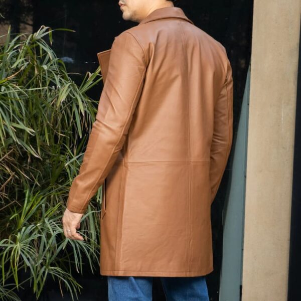 Jild Men's Classic Real Leather Trench Coat - Image 3