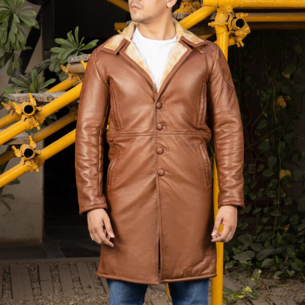 Men's Turlock Shearling Fur Leather Winter Long Coat - Image 6