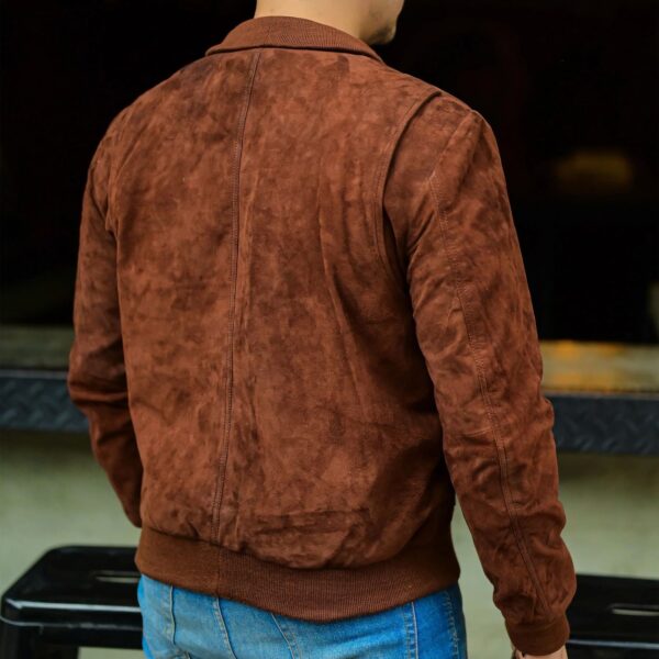 Jild Varsity Letterman Real Suede Leather Bomber Jacket Men - Image 2