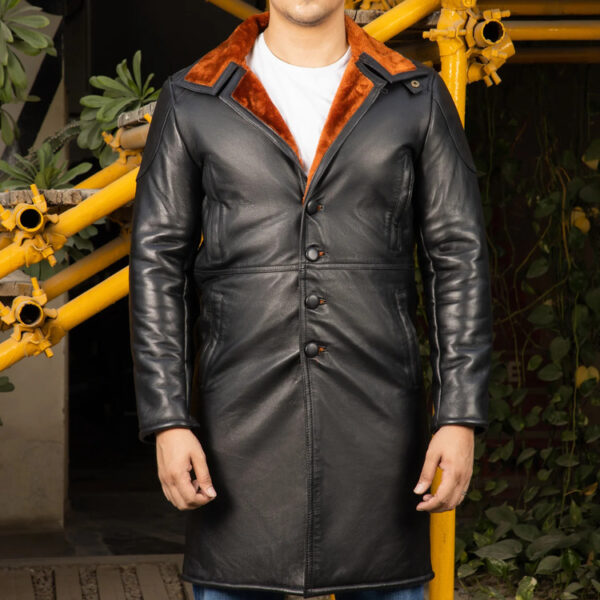 Men's Turlock Shearling Fur Leather Winter Long Coat - Image 5