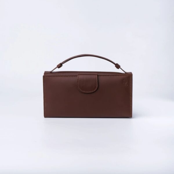 Nova-Womens Handle Leather Clutch Wallet-Brown - Image 4