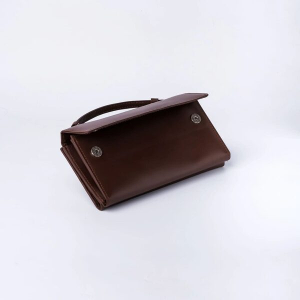 Nova-Womens Handle Leather Clutch Wallet-Brown - Image 3