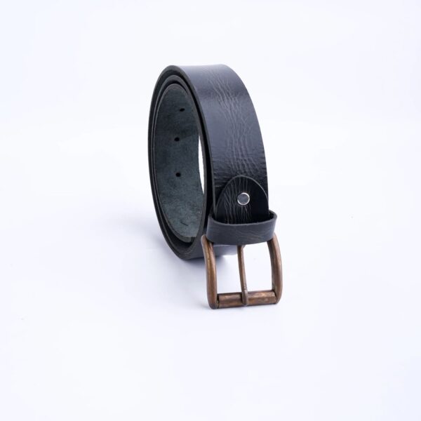 Rustic Leather Casual Jeans Belt For Men - Charcoal Black - Image 2