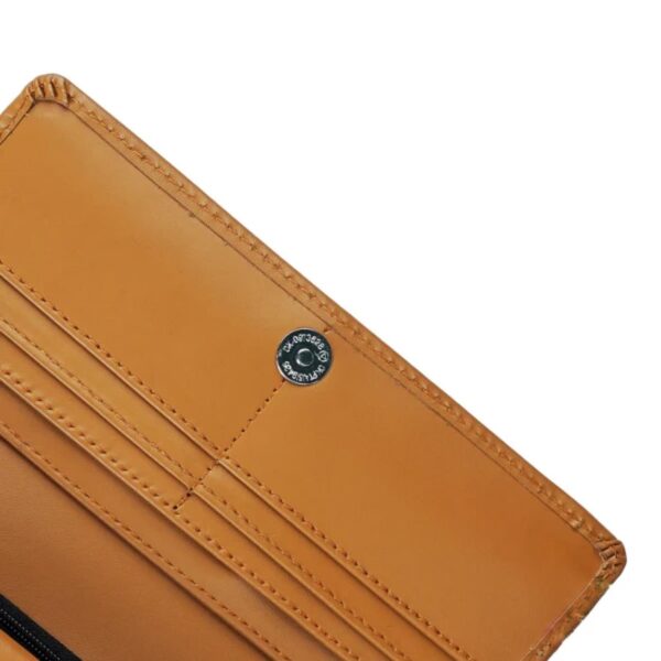 Women Round Stripe Leather Clutch Long Wallet