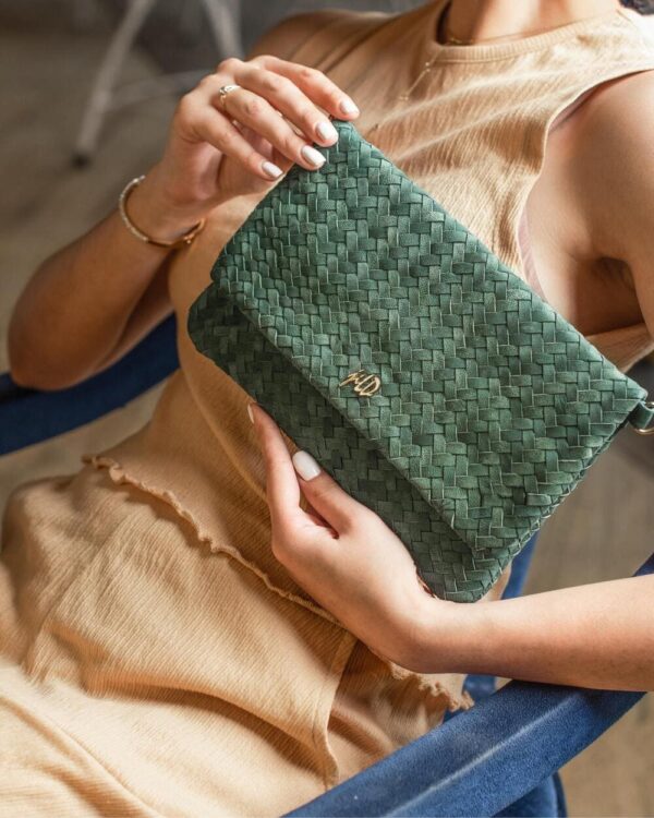 Woven Dreams Fold Over Cross Body Leather Clutch - Image 3