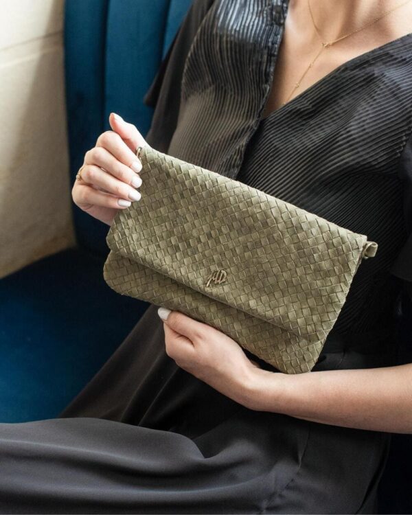 Woven Dreams Fold Over Cross Body Leather Clutch - Image 4