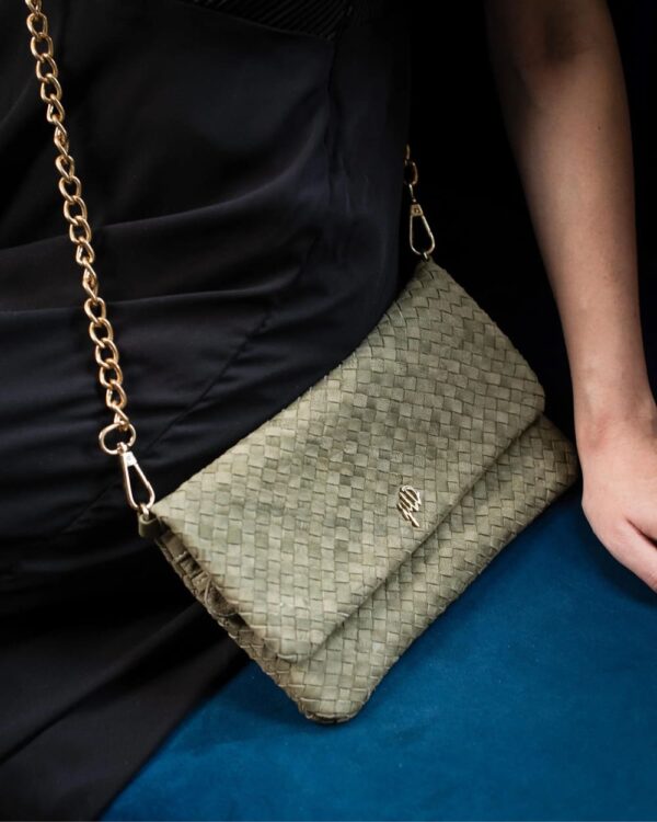 Woven Dreams Fold Over Cross Body Leather Clutch - Image 5