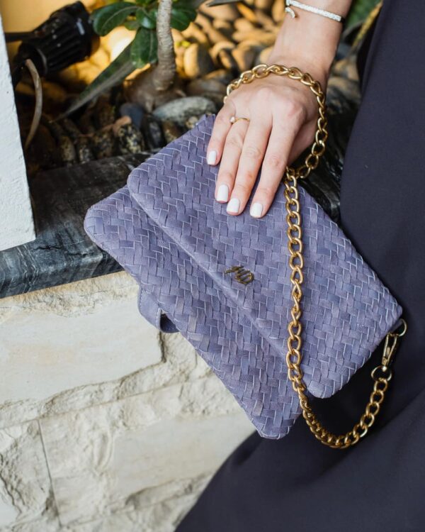 Woven Dreams Fold Over Cross Body Leather Clutch - Image 6