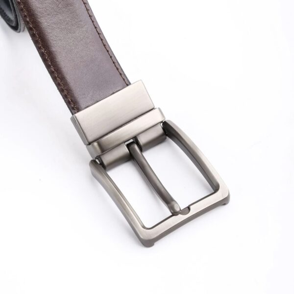 Chromium Double Sided Reversible Men's' Leather Belt-Black Dark Brown - Image 2