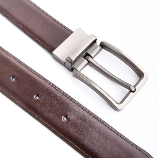 Chromium Double Sided Reversible Men's' Leather Belt-Black Dark Brown - Image 3