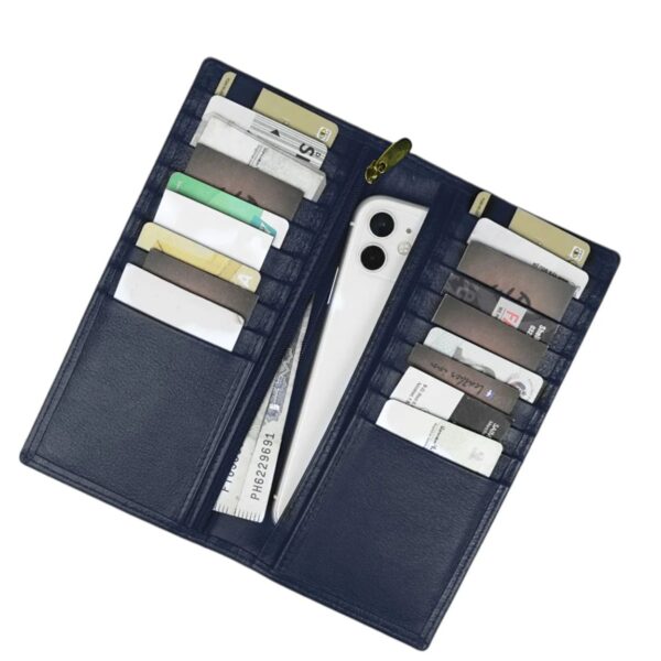 Executive Leather Long Wallet - Blue - Image 3