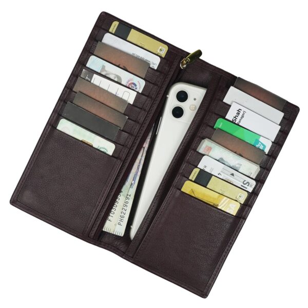 Executive Leather Long Wallet BLACK/RED - Image 4