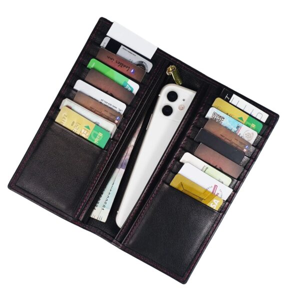 Executive Leather Long Wallet BLACK/RED - Image 2