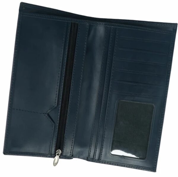 Multi Purpose Leather Long Wallet-BLUE - Image 3