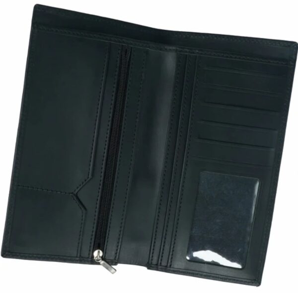 Multi Purpose Leather Long Wallet-BLACK - Image 3