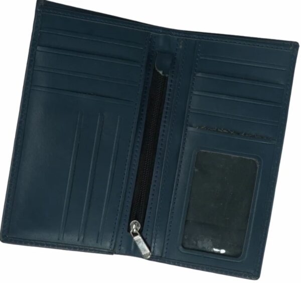 JILD-18 Pockets Leather Long Wallet-BLUE - Image 2