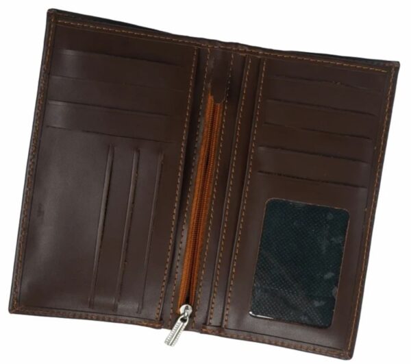 JILD-18 Pockets Leather Long Wallet-DARK BROWN - Image 2