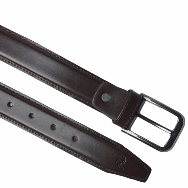 Formal Leather Belt Single Stitch-Chocolate Brown - Image 3