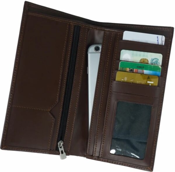 Multi Purpose Leather Long Wallet-CHOCOLATE BROWN - Image 3