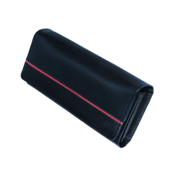 Women Round Stripe Leather Clutch Long Wallet - Image 3