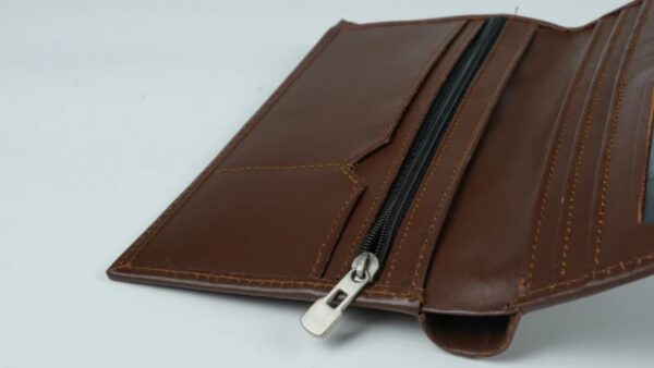 Multi Purpose Leather Long Wallet-CHOCOLATE BROWN - Image 4