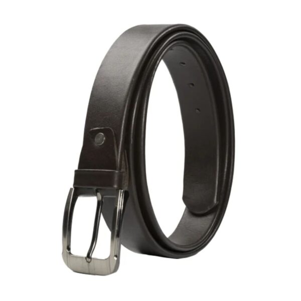 Mens Formal Leather Belt 3 Fold Natural Cow Leather-Chocolate Brown - Image 2