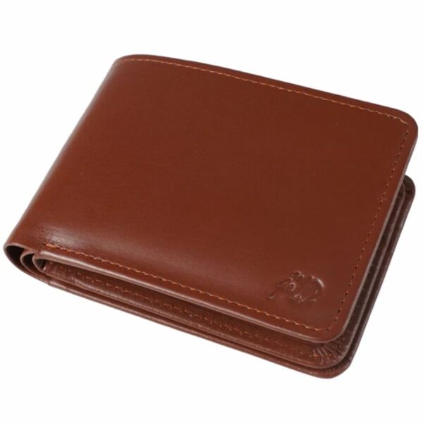 Three Pocket Geniune Leather Mens Wallet- Tan Brown - Image 2