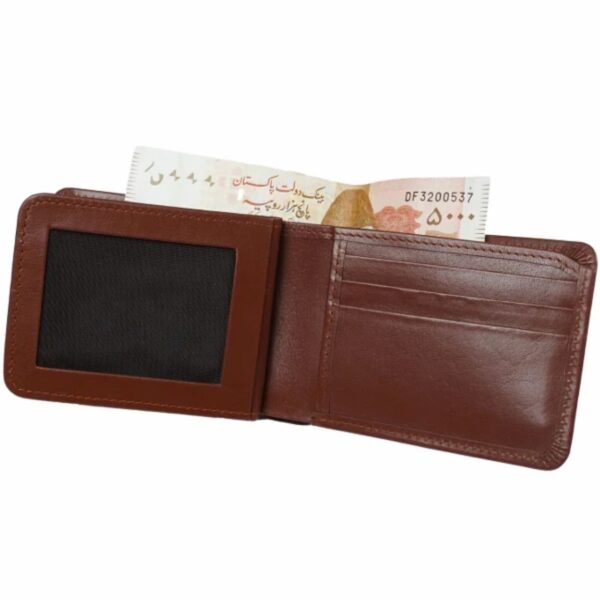 Three Pocket Geniune Leather Mens Wallet- Tan Brown - Image 2