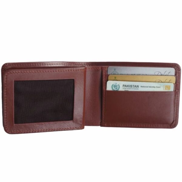 Three Pocket Geniune Leather Mens Wallet- Tan Brown - Image 3