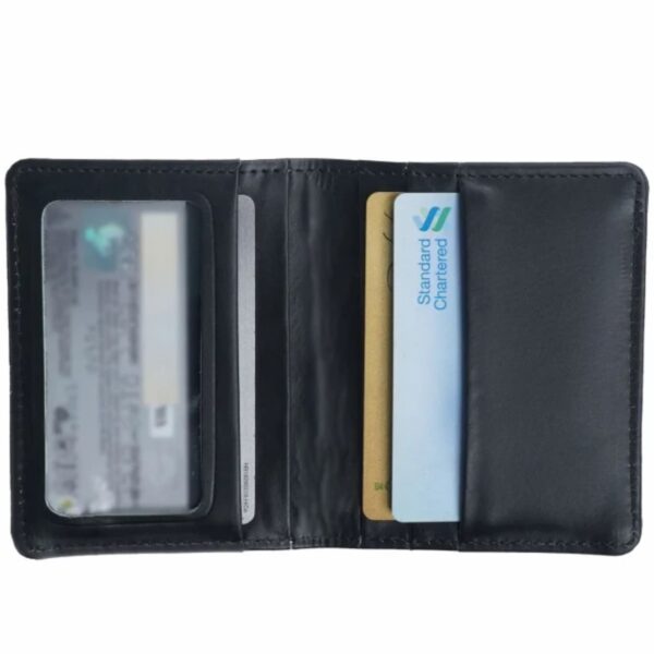 Slim Compact Bi-fold Real Cow Full Grain Leather Card Holder - Image 4