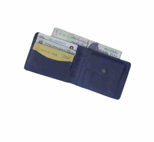 Mens Genuine Vintage Leather Wallet-BLUE BERRY - Image 3