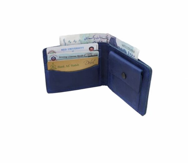 Mens Genuine Vintage Leather Wallet-BLUE BERRY - Image 2