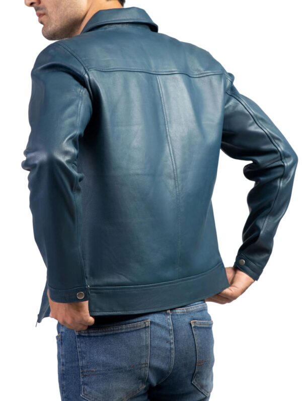 Men's Harrington Collar Shirt Premium Leather Jacket - Image 3